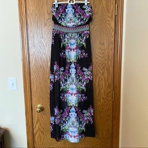 Body Central Floral Strapless Maxi Dress
